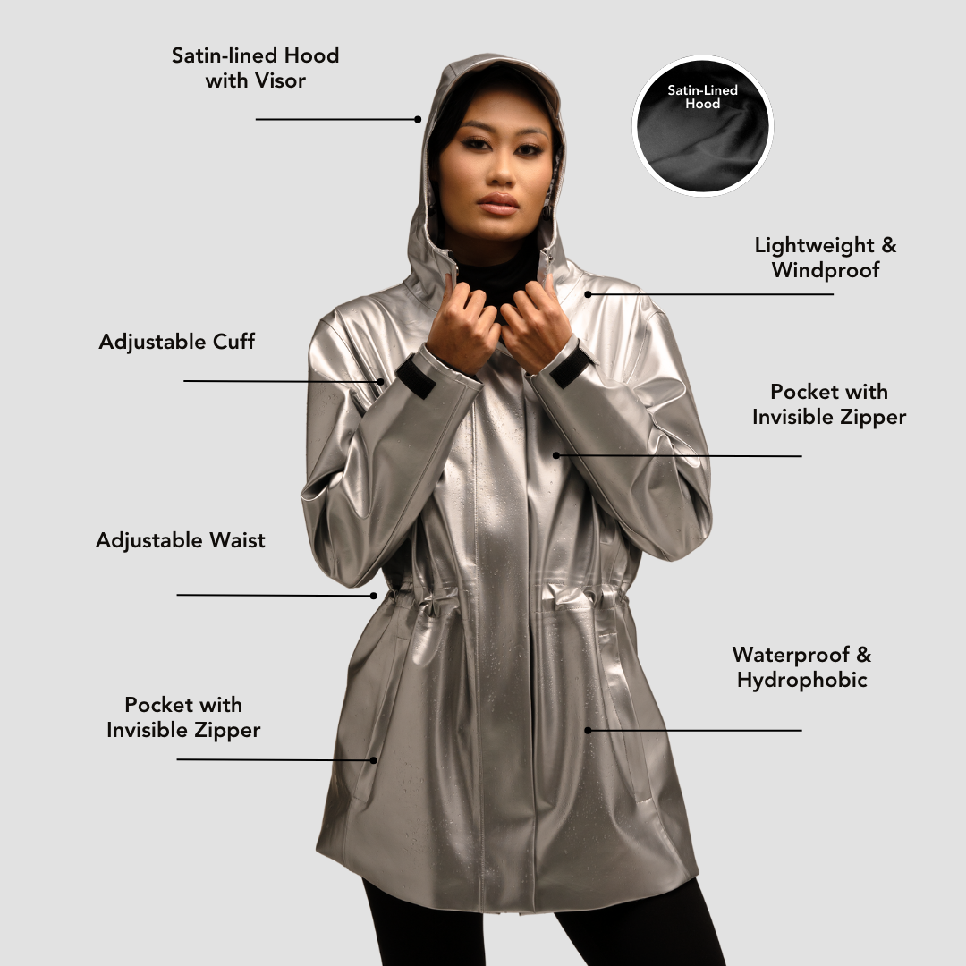 Hairbrella Satin-Lined, Waterproof Rain Jacket