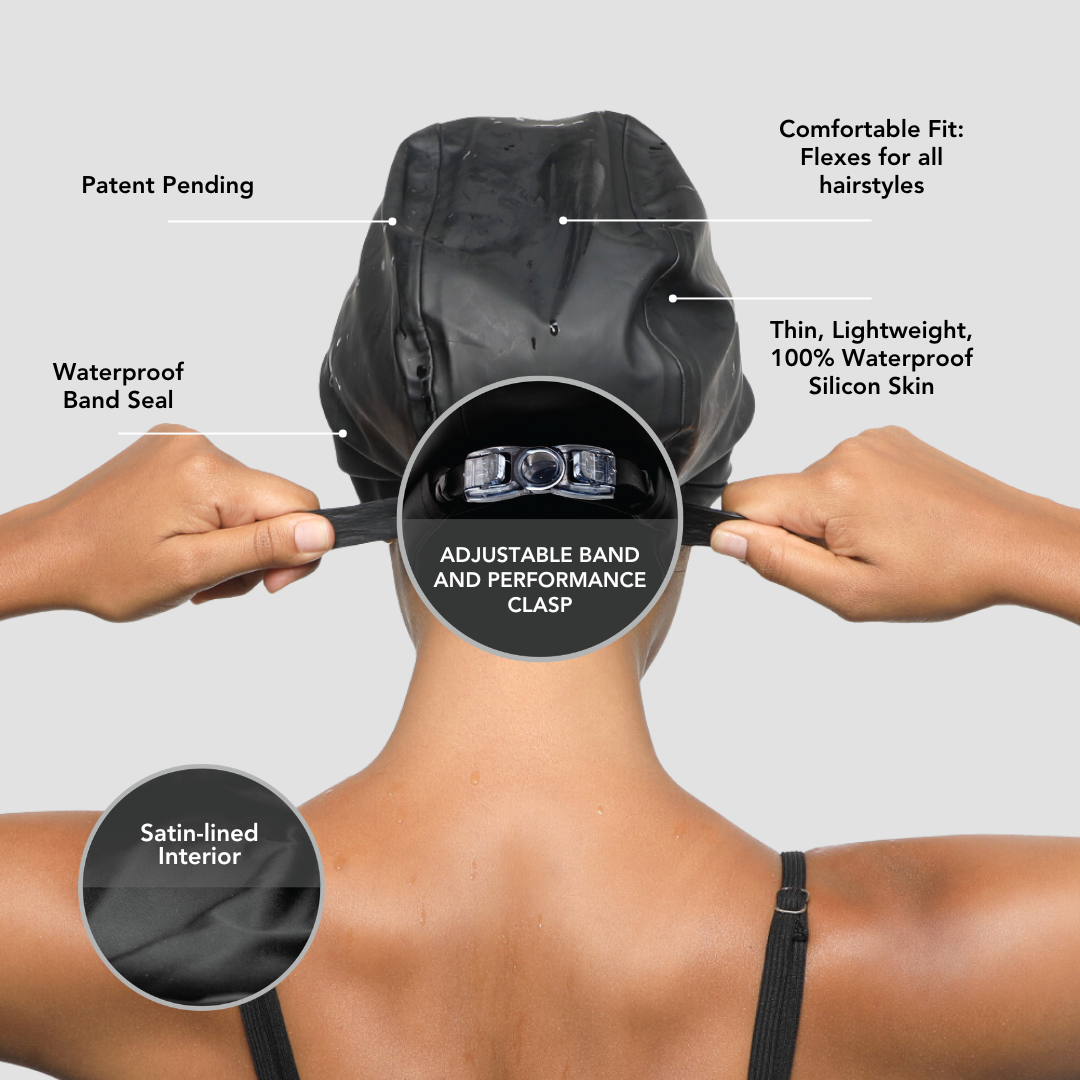 Hairbrella Satin-Lined Waterproof, Adjustable Unisex Swim Cap